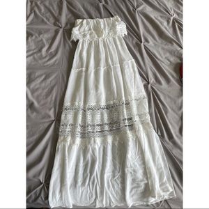 White strapless maxi dress